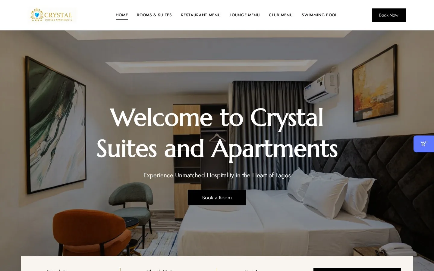An online home & booking engine — website for Crystal Suites & Apartments